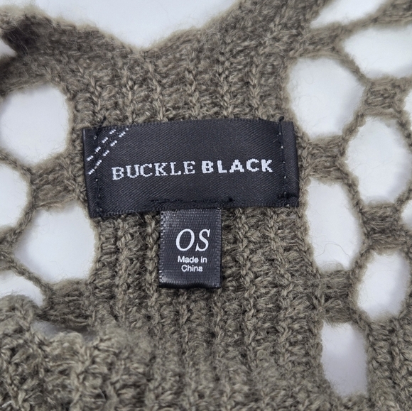 BUCKLE BLACK FRINGE CARDIGAN SWEATER OPEN FRONT MAJOR BROWN WOMEN OS BOHO LAYER - Picture 8 of 13